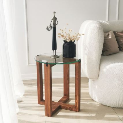 SET 2x Tavolino AMALFI diametro 40 cm marrone/limpido