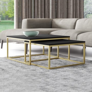SET 2x Tavolino DUAL nero/oro