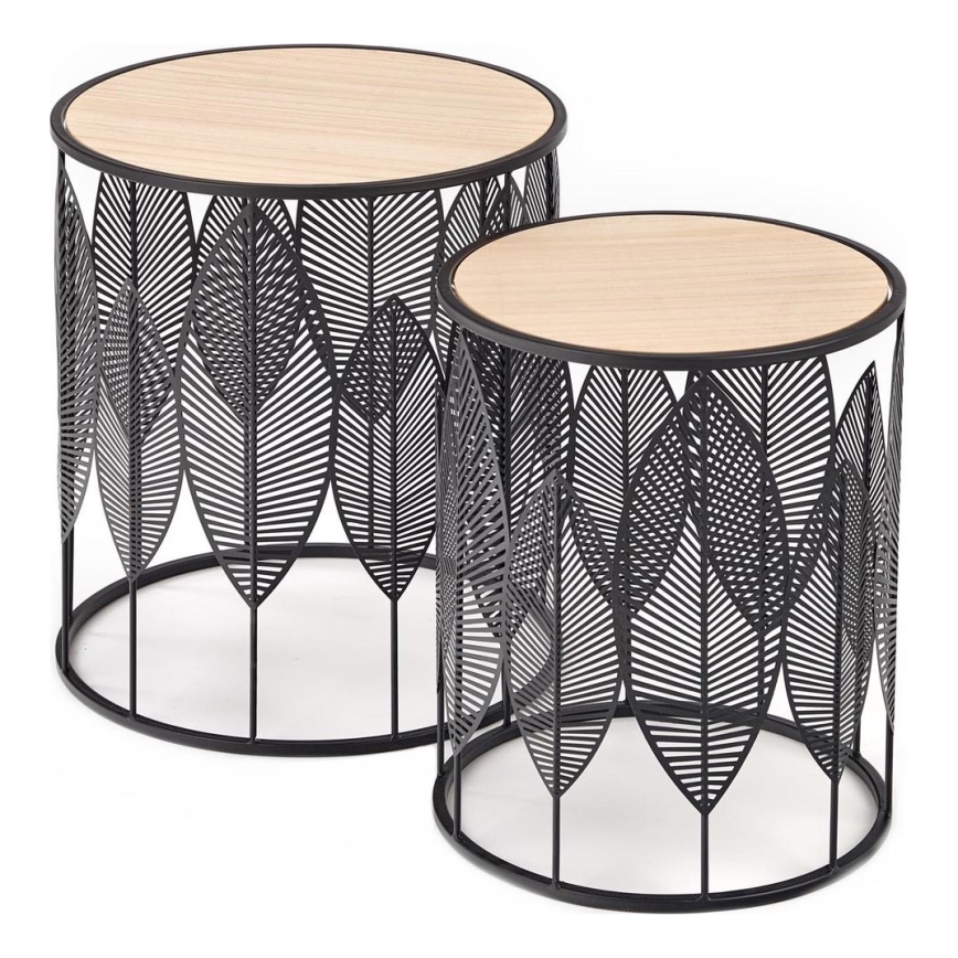 SET 2x Tavolino FOLLA diametro 33/40 cm nero