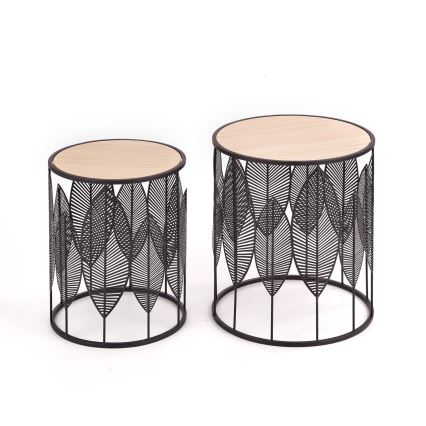 SET 2x Tavolino FOLLA diametro 33/40 cm nero
