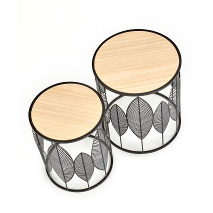 SET 2x Tavolino FOLLA diametro 33/40 cm nero