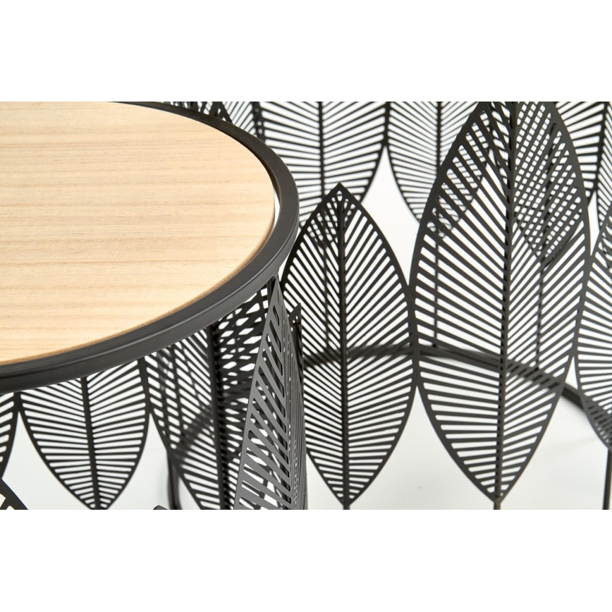 SET 2x Tavolino FOLLA diametro 33/40 cm nero