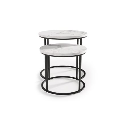 SET 2x Tavolino OREO diametro 43/53 cm nero/marmor decor