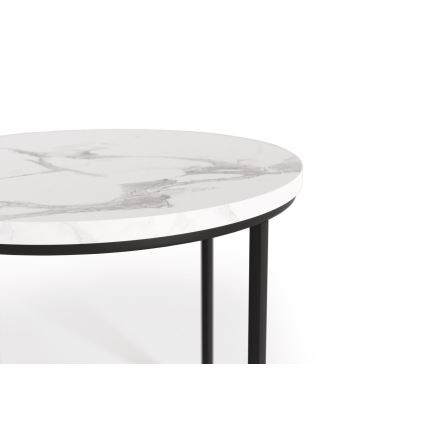 SET 2x Tavolino OREO diametro 43/53 cm nero/marmor decor