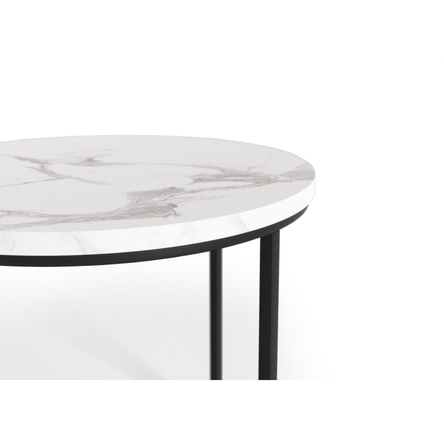 SET 2x Tavolino OREO diametro 43/53 cm nero/marmor decor
