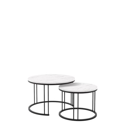 SET 2x Tavolino RAGNAR nero/bianco
