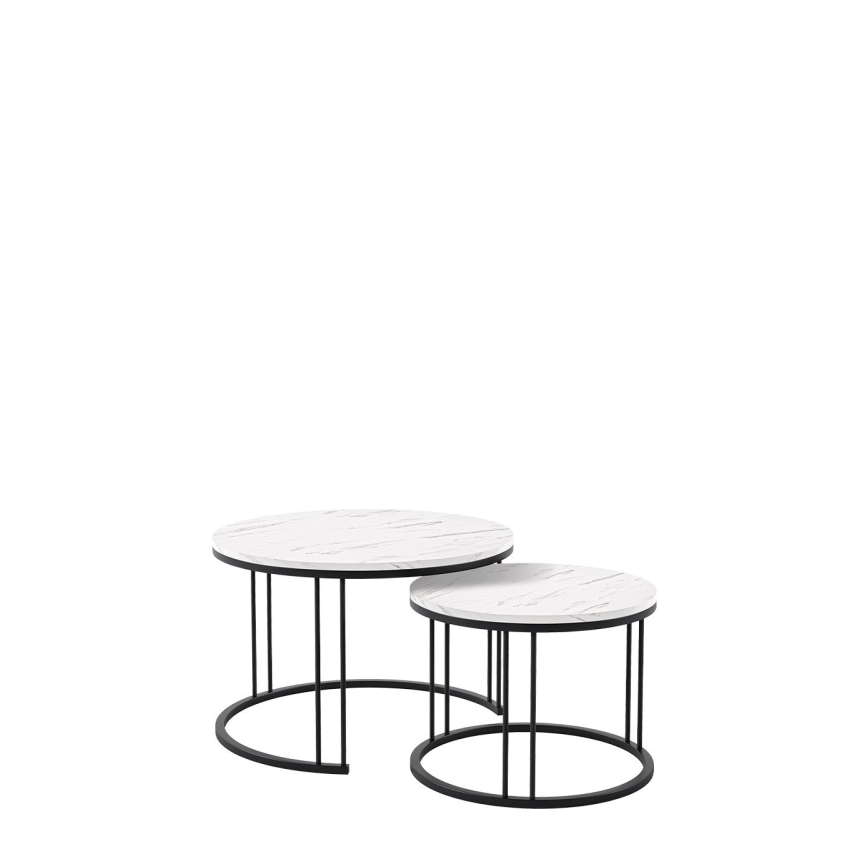 SET 2x Tavolino RAGNAR nero/bianco
