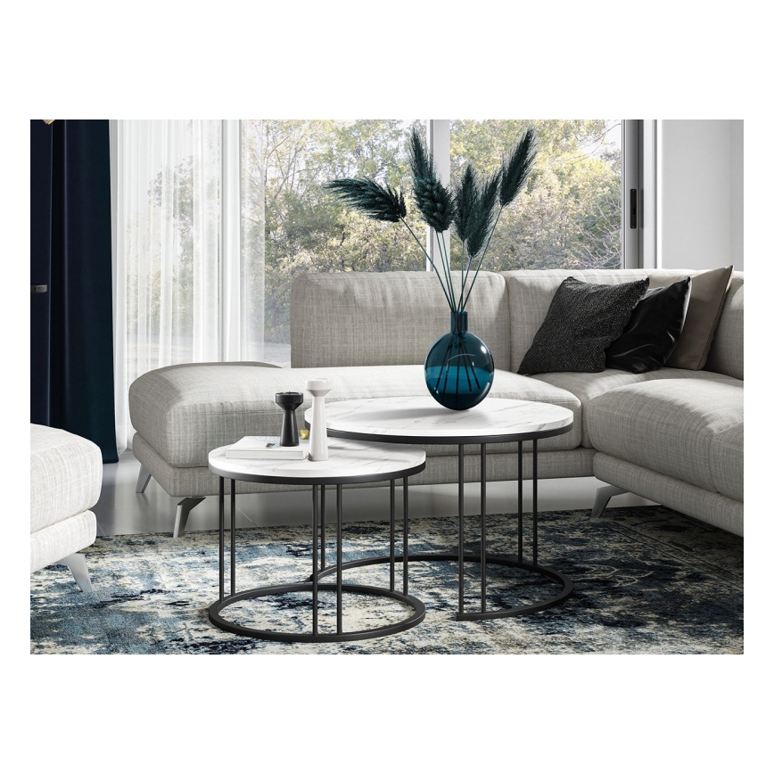 SET 2x Tavolino RAGNAR nero/bianco