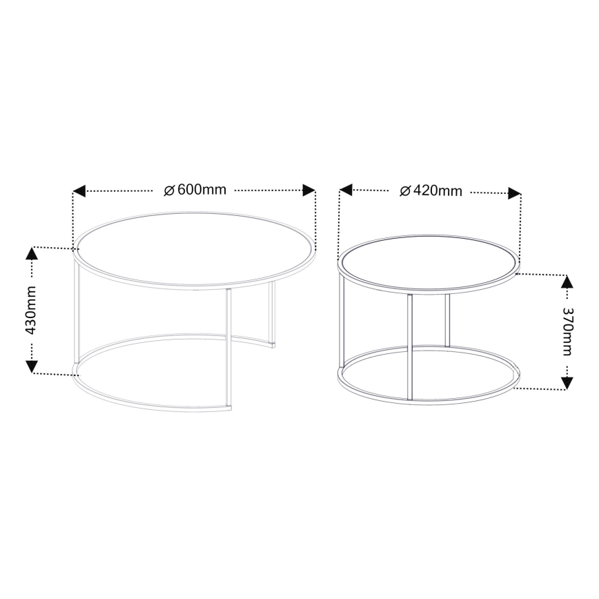 SET 2x Tavolino TOKYO diametro 42/60 cm nero