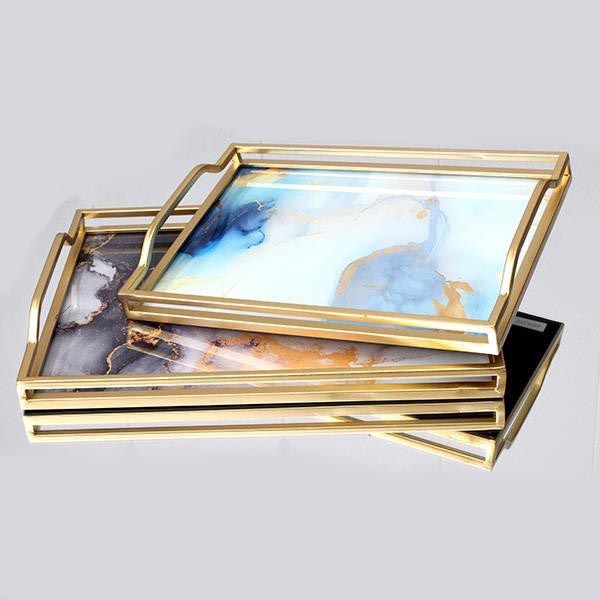 SET 2x Vassoio decorativo 40x30/35x25 cm oro