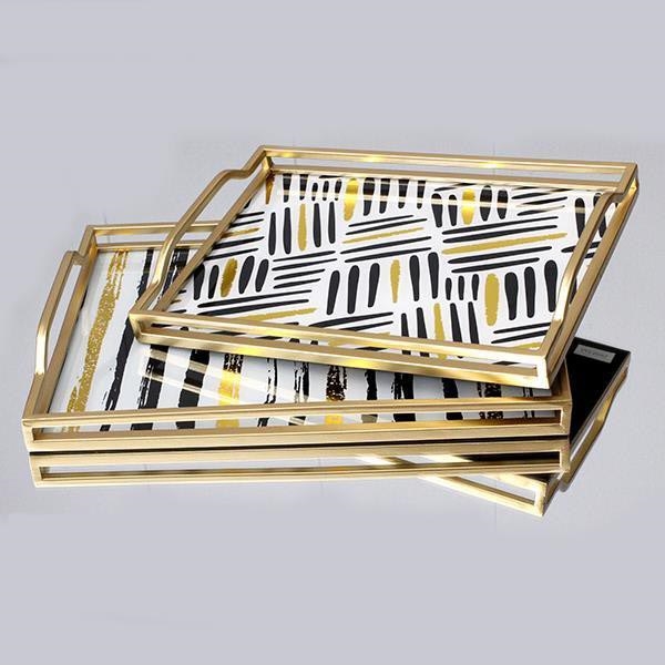 SET 2x Vassoio decorativo 40x30/35x25 cm oro