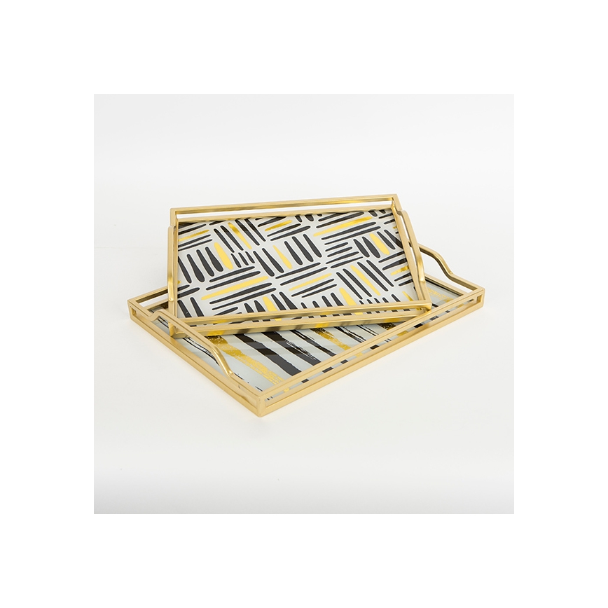 SET 2x Vassoio decorativo 40x30/35x25 cm oro