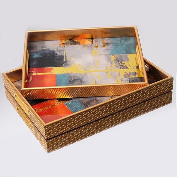 SET 2x Vassoio decorativo 40x30/35x25 cm oro
