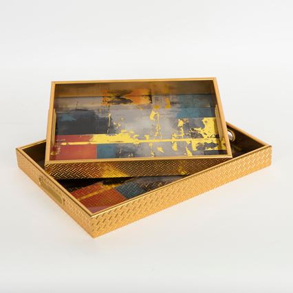 SET 2x Vassoio decorativo 40x30/35x25 cm oro
