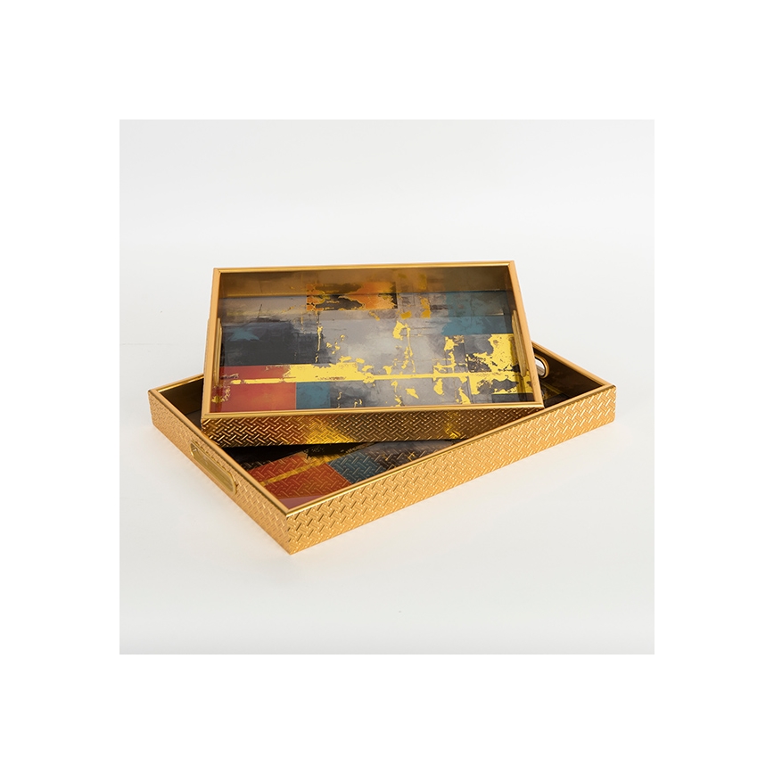 SET 2x Vassoio decorativo 40x30/35x25 cm oro