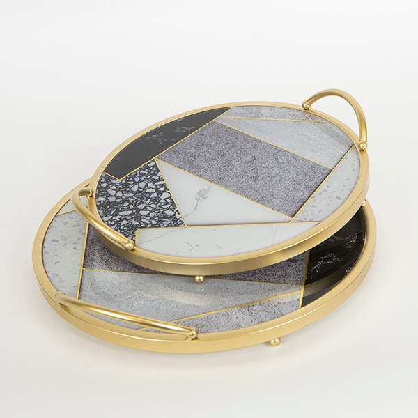 SET 2x Vassoio decorativo diametro 35/30 cm oro