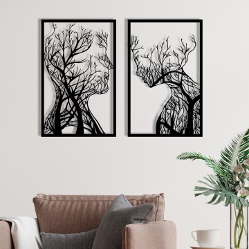 SET 2x Wanddekoration 86x63 cm Baum des Lebens Metall