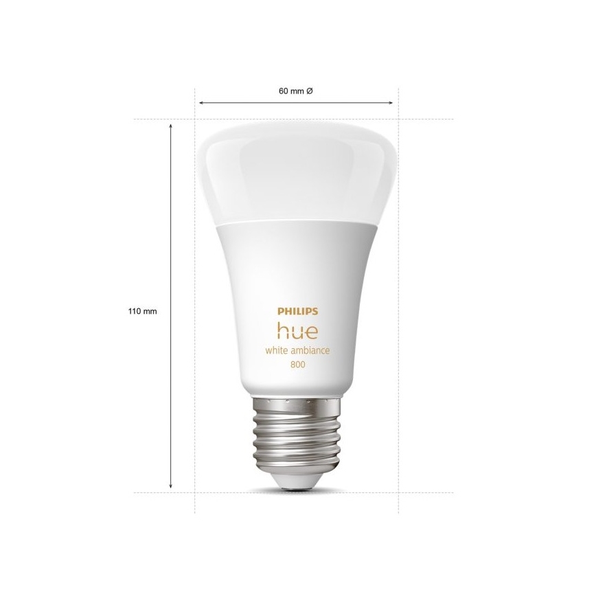 SET 2xLED Lampadina Dimmerabile Philips Hue WHITE AMBIANCE E27/6W/230V 2200-6500K