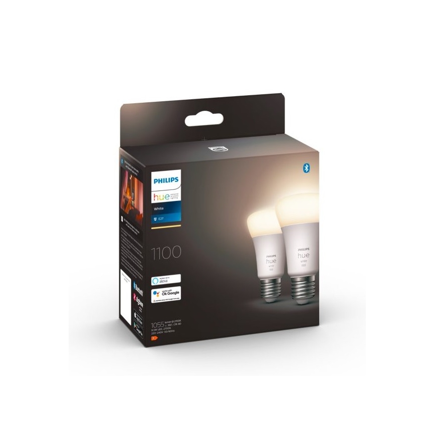 SET 2xLED Lampadina Dimmerabile Philips Hue WHITE E27/9,5W/230V 2700K