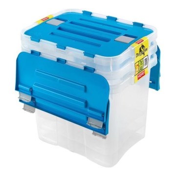 SET 3x Aufbewahrungsbox DRAGON 24 l blau/klar