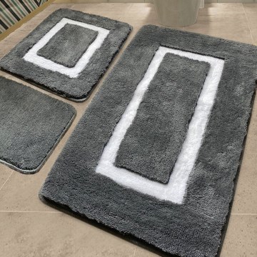 SET 3x Badezimmermatte 60/60/100 cm anthrazit
