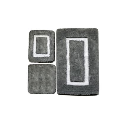SET 3x Badezimmermatte 60/60/100 cm anthrazit