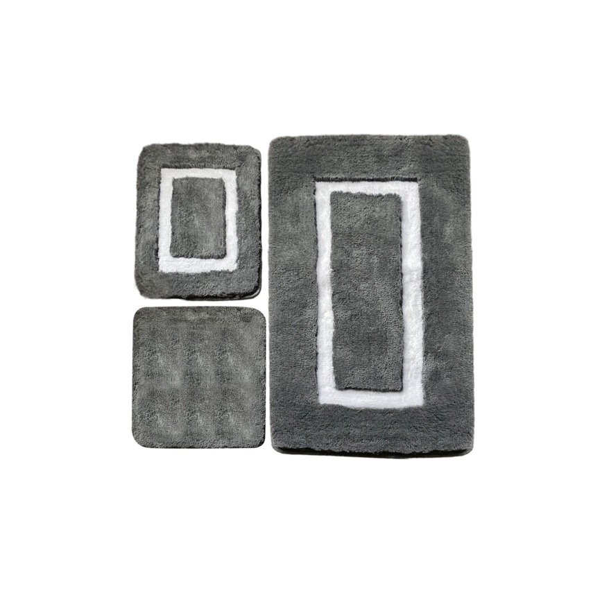 SET 3x Badezimmermatte 60/60/100 cm anthrazit