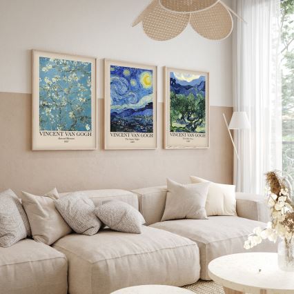 SET 3x Bild im Fotorahmen 50x70 cm Vincent van Gogh