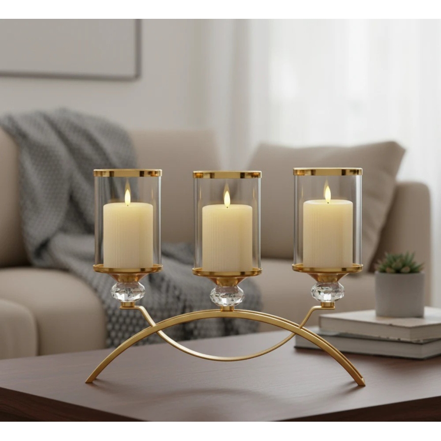 Set 3x candele LED BRILLO, LED/3xAAA, colore crema + telecomando