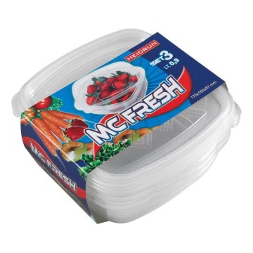 SET 3x Contenitore per alimenti 0,9 l limpido