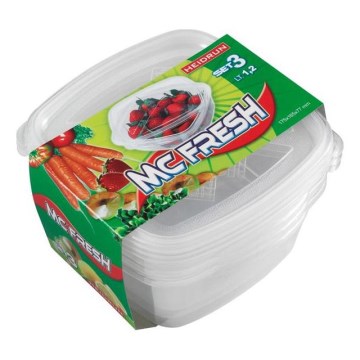 SET 3x Contenitore per alimenti 1,2 l limpido