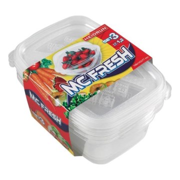SET 3x Contenitore per alimenti 1,2 l limpido