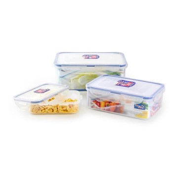 SET 3x Contenitore per alimenti LOCK blu/limpido