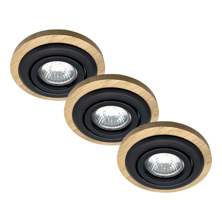 SET 3x Einbauleuchte TOBBY 1xG9/20W/230V d 11,5 cm Eiche/schwarz