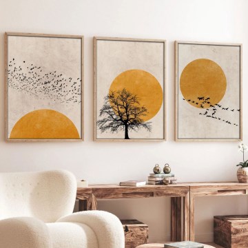 SET 3x Foto in cornice 50x70 cm beige/giallo