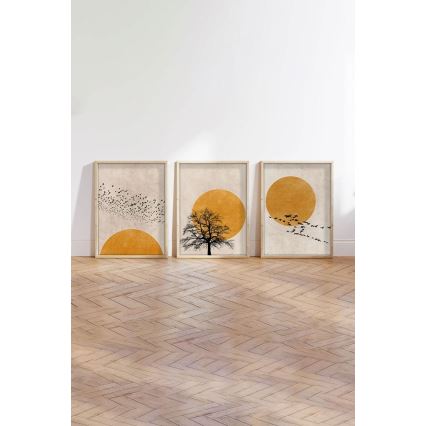 SET 3x Foto in cornice 50x70 cm beige/giallo