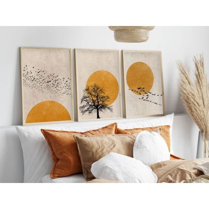SET 3x Foto in cornice 50x70 cm beige/giallo