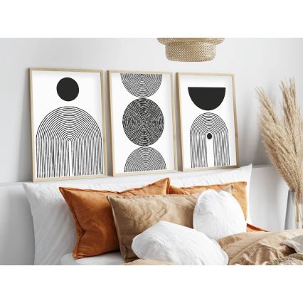 SET 3x Foto in cornice 50x70 cm nero/bianco