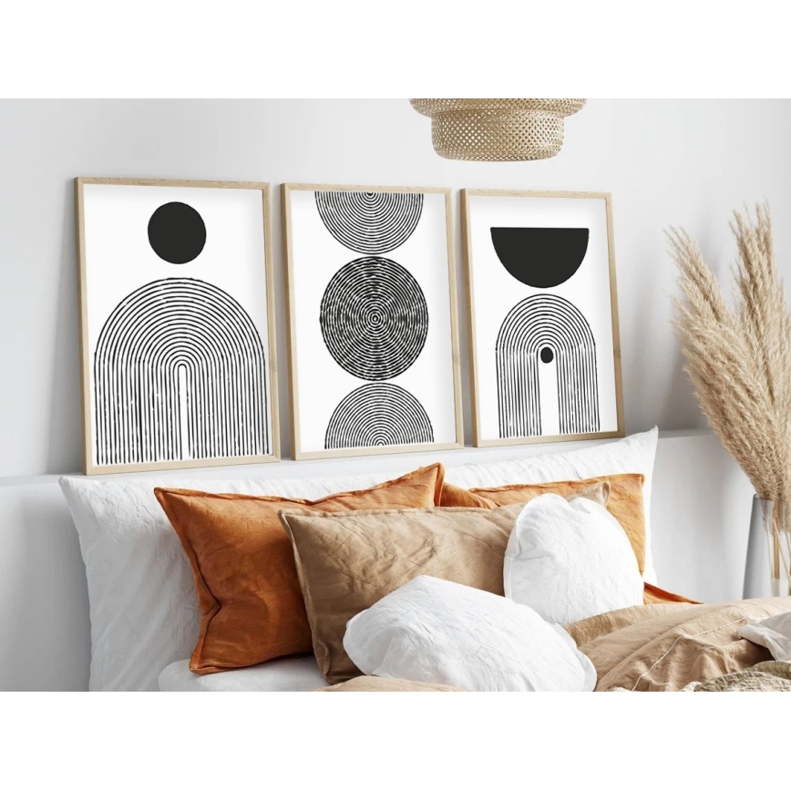 SET 3x Foto in cornice 50x70 cm nero/bianco