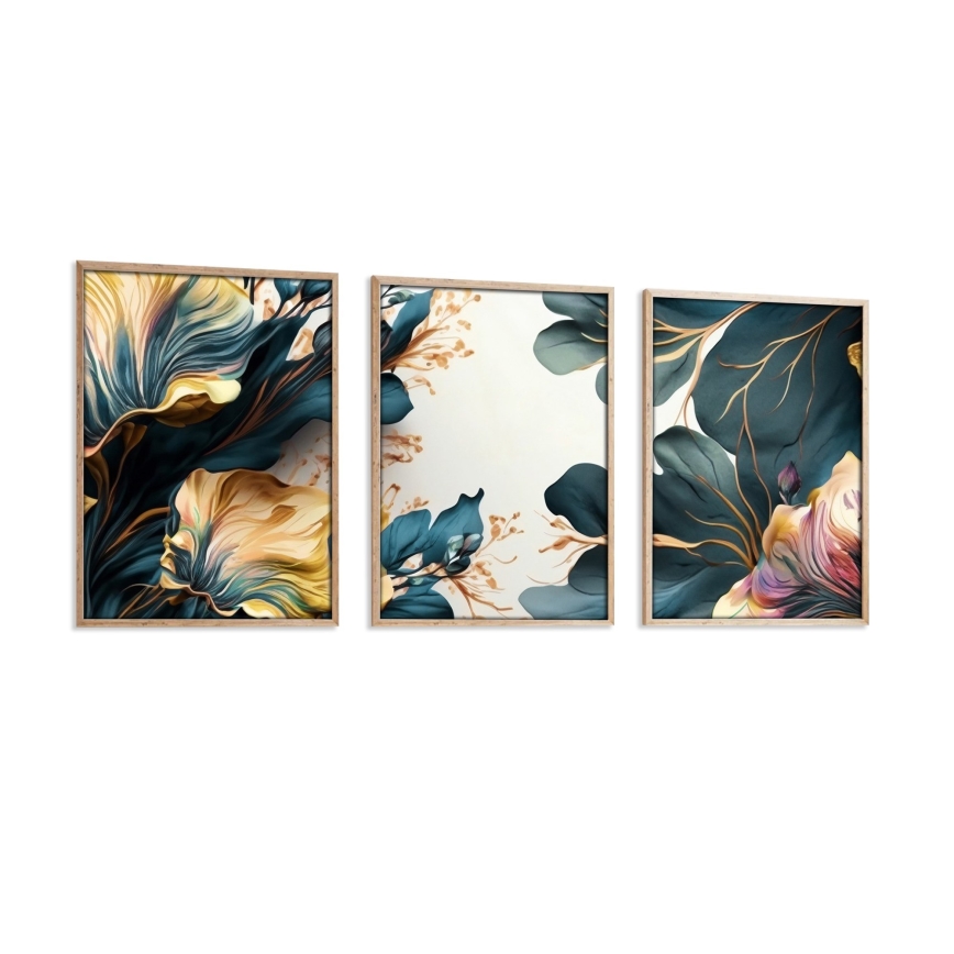 SET 3x Foto in cornice 50x70 cm piante