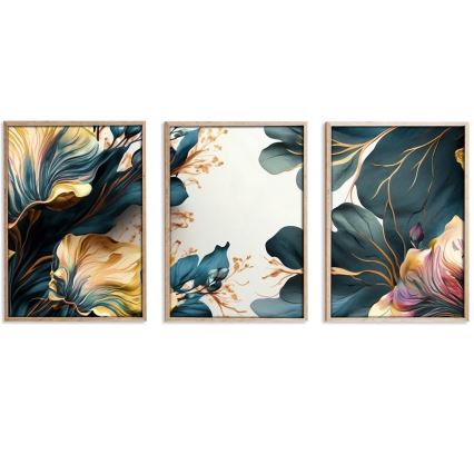 SET 3x Foto in cornice 50x70 cm piante