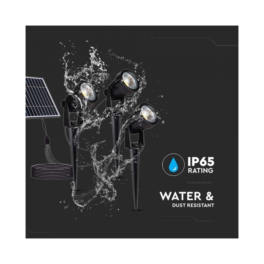 SET 3x Lampada solare LED da esterno 3xLED/1,2W/3,7V IP65 3000K