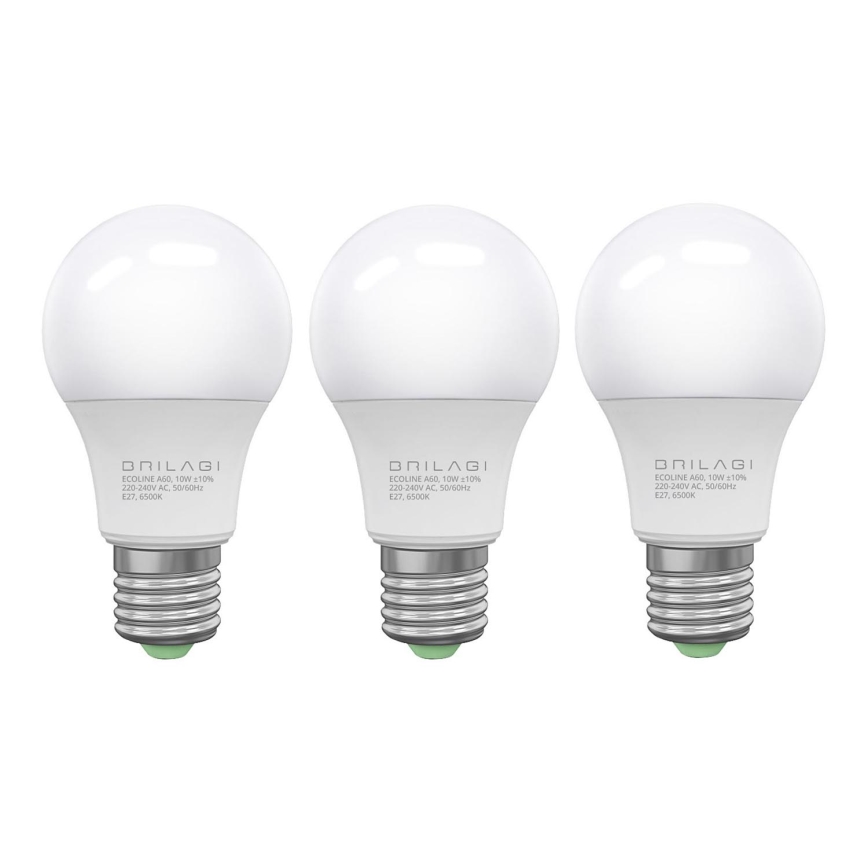 SET 3x Lampadina LED ECOLINE A60 E27/10W/230V 4000K - Brilagi