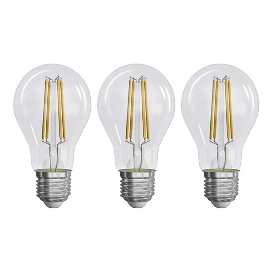 SET 3x Lampadina LED FILAMENT A60 E27/3,8W/230V 2700K Classe energetica A