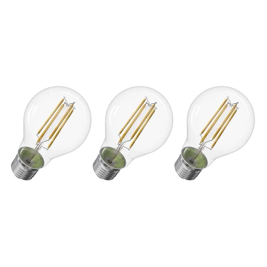 SET 3x Lampadina LED FILAMENT A60 E27/3,8W/230V 2700K Classe energetica A
