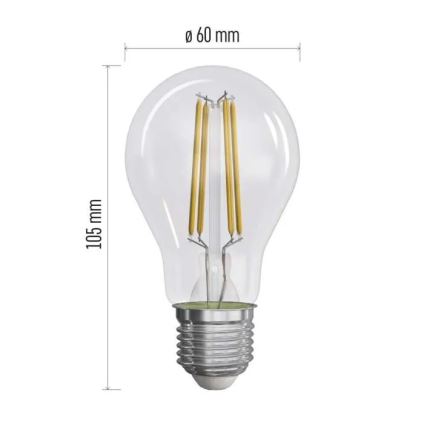 SET 3x Lampadina LED FILAMENT A60 E27/3,8W/230V 2700K Classe energetica A