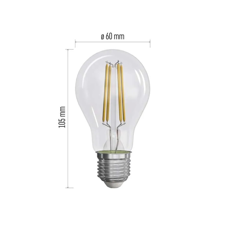 SET 3x Lampadina LED FILAMENT A60 E27/3,8W/230V 2700K Classe energetica A