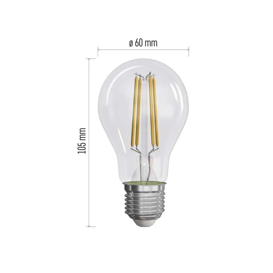 SET 3x Lampadina LED FILAMENT A60 E27/3,8W/230V 4000K Classe energetica A