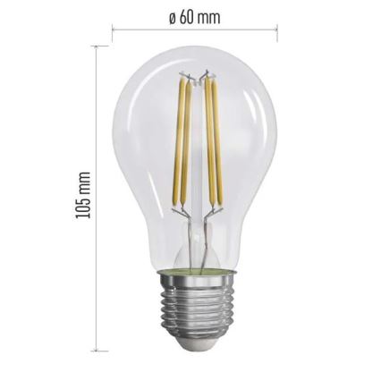 SET 3x Lampadina LED FILAMENT A60 E27/5W/230V 2700K Classe energetica A