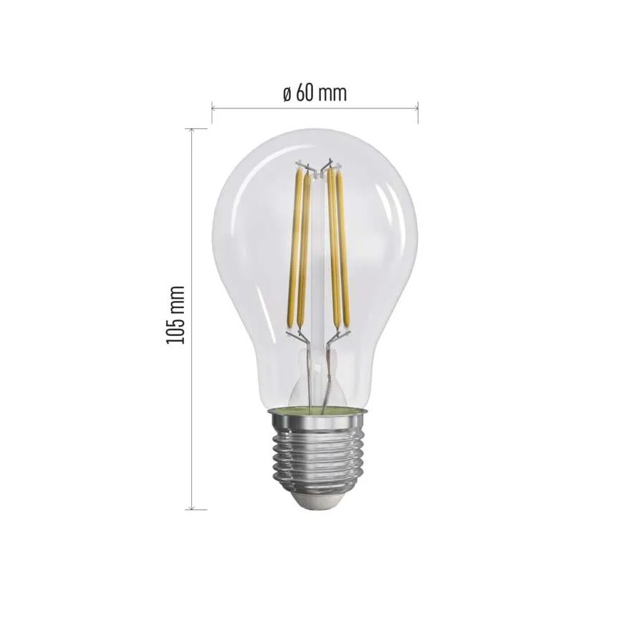 SET 3x Lampadina LED FILAMENT A60 E27/5W/230V 2700K Classe energetica A